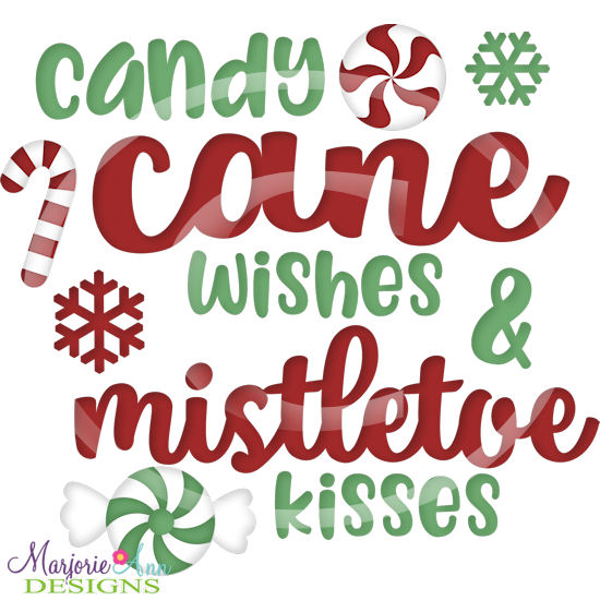 Candy Cane Wishes Title SVG Cutting Files Includes Clipart - Click Image to Close